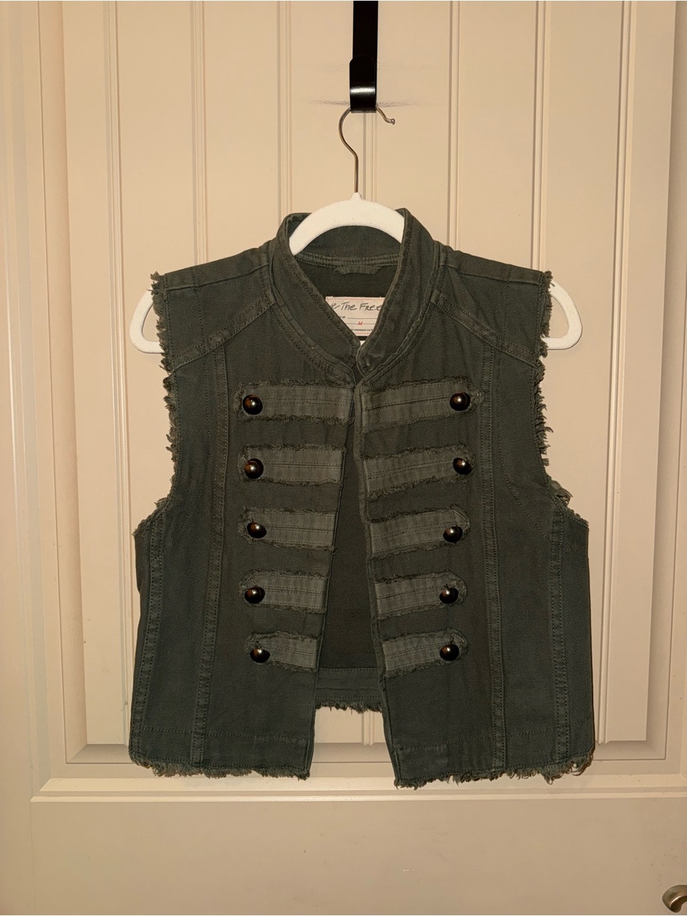 We The Free Green Military Style Button Vest Womens Medium Steampunk Free People